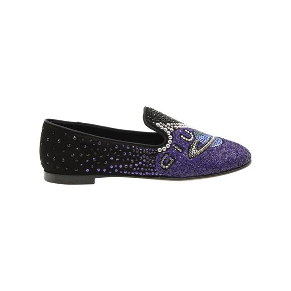 Giuseppe Zanotti Crystal Embellished Uranus Smoking Slippers in Black Suede